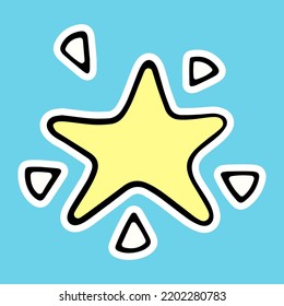 Cartoon Cute Star, Sticker Icon, Vector Design Element, Hand Drawn