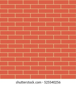 Cartoon cute stretching (running) bond of new clean red brick wall, vector seamless background