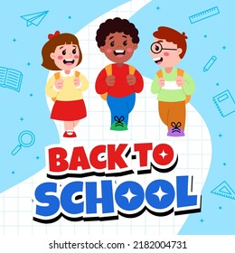 Cartoon cute student back to school post