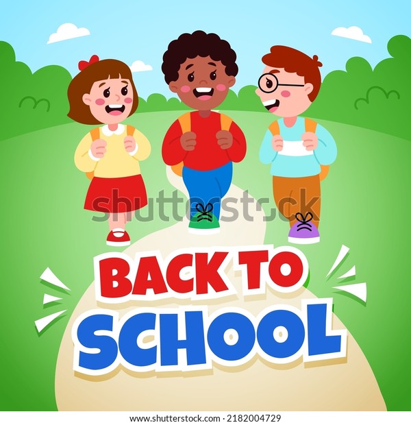 Cartoon cute student\
back to school post