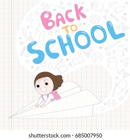 Cartoon cute students back to school vector