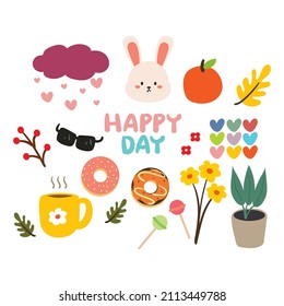 cartoon of cute stuff sticker set