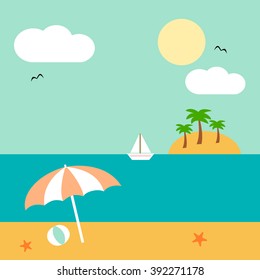 cartoon cute summer landscape vector illustration
