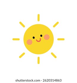 Cartoon cute summer sun clip art vector. Doodle cute summer sun coloring pages for kids. Happy sunny. Summer worksheets for kids activity printable.
