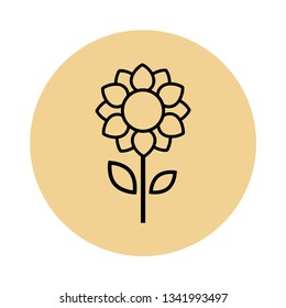 cartoon cute sunflower vector outline icon