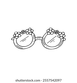 cartoon of cute sunglasses uncolored