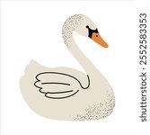 Cartoon cute swan. Children illustration in flat style illustration. Kids style