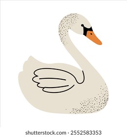 Cartoon cute swan. Children illustration in flat style illustration. Kids style