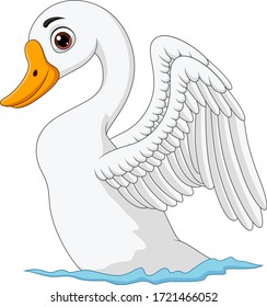 Cartoon cute swan isolated on white background