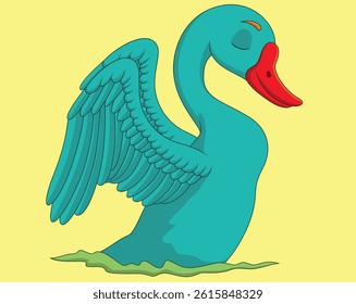 Cartoon cute swan isolated on white background vector illustration