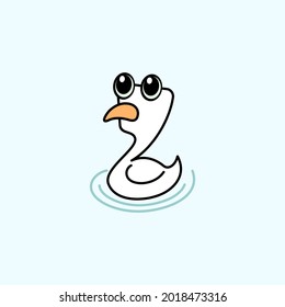 cartoon cute swan vector illustration for kid or mascot logo
