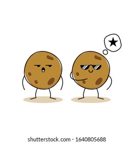 Cartoon of Cute Sweet Cookies Character Design, Cookies Icon Illustration Template Vector