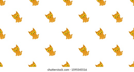Cartoon cute tabby cat seamless pattern background for design.