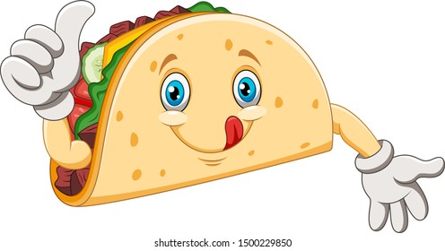 Cartoon cute taco giving thumbs up