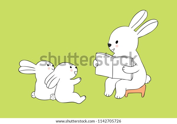 Cartoon Cute Teacher Rabbit Students Rabbits Stock Vector (Royalty Free ...