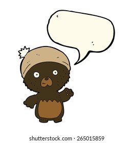 cartoon cute teddy bear in hat with speech bubble