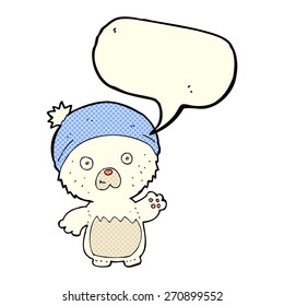 cartoon cute teddy bear in hat with speech bubble