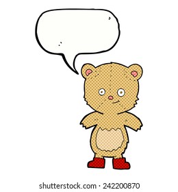 caricatura lindo oso de peluche con burbuja de habla
