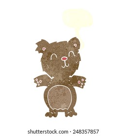 caricatura lindo oso de peluche con burbuja de habla