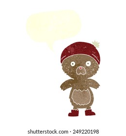 caricatura lindo oso de peluche con burbuja de habla