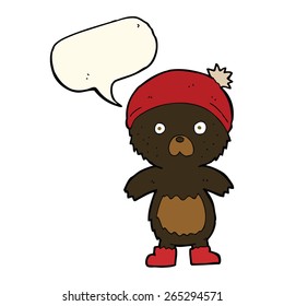caricatura lindo oso de peluche con burbuja de habla