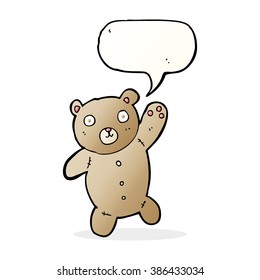 caricatura lindo oso de peluche con burbuja de habla