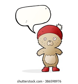 cartoon cute teddy bear with speech bubble
