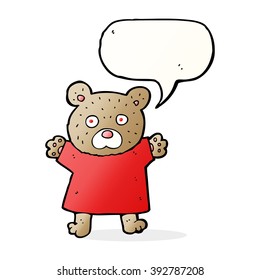 caricatura lindo oso de peluche con burbuja de habla