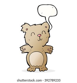 caricatura lindo oso de peluche con burbuja de habla
