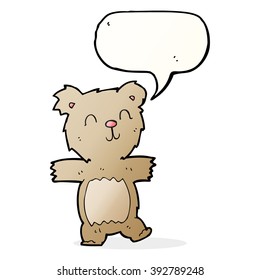 caricatura lindo oso de peluche con burbuja de habla