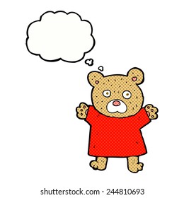 caricatura lindo oso de peluche con burbuja de pensamiento