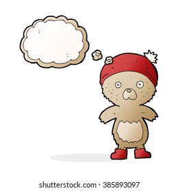 caricatura lindo oso de peluche con burbuja de pensamiento