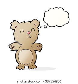 cartoon cute teddy bear with thought bubble