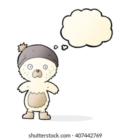 caricatura lindo oso de peluche con burbuja de pensamiento