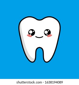 Cartoon of Cute Teeth Character Design, Teeth Icon Illustration Template Vector