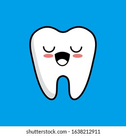 Cartoon of Cute Teeth Character Design, Teeth Icon Illustration Template Vector