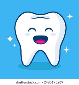 cartoon cute teeth with smile face, dental cartoon vector design