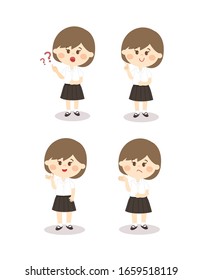Cartoon Cute Thai Studens  Vector