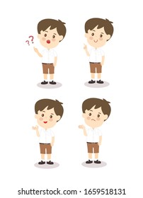Cartoon Cute Thai Studens Vektorillustration