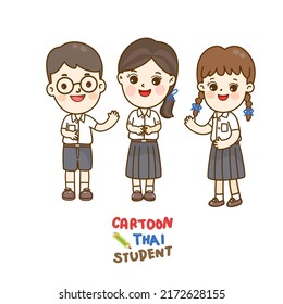 Cartoon Cute Thai Students Character Stock Vector (Royalty Free ...