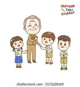 Cartoon Cute Thai Students Character.