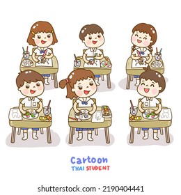 
Cartoon Cute Thai Students Character Vector
