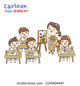
Cartoon Cute Thai Students Character Vector
