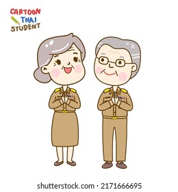 Cartoon Cute Thai Teacher Character Vector.