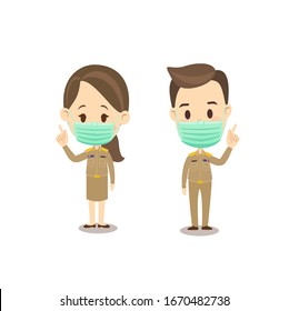 Cartoon Cute Thai Teacher Vector