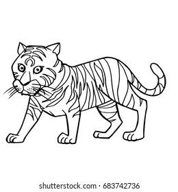 cartoon cute tiger coloring page vector illustration
