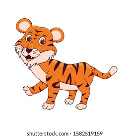 Cartoon of cute tiger smiling 