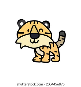 Cartoon cute tiger wallpaper background png vector, suitable for coloring book, etc.