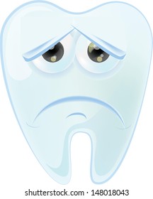 Cartoon cute tooth with different emotions