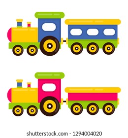 cartoon cute train and railway carriage vector set